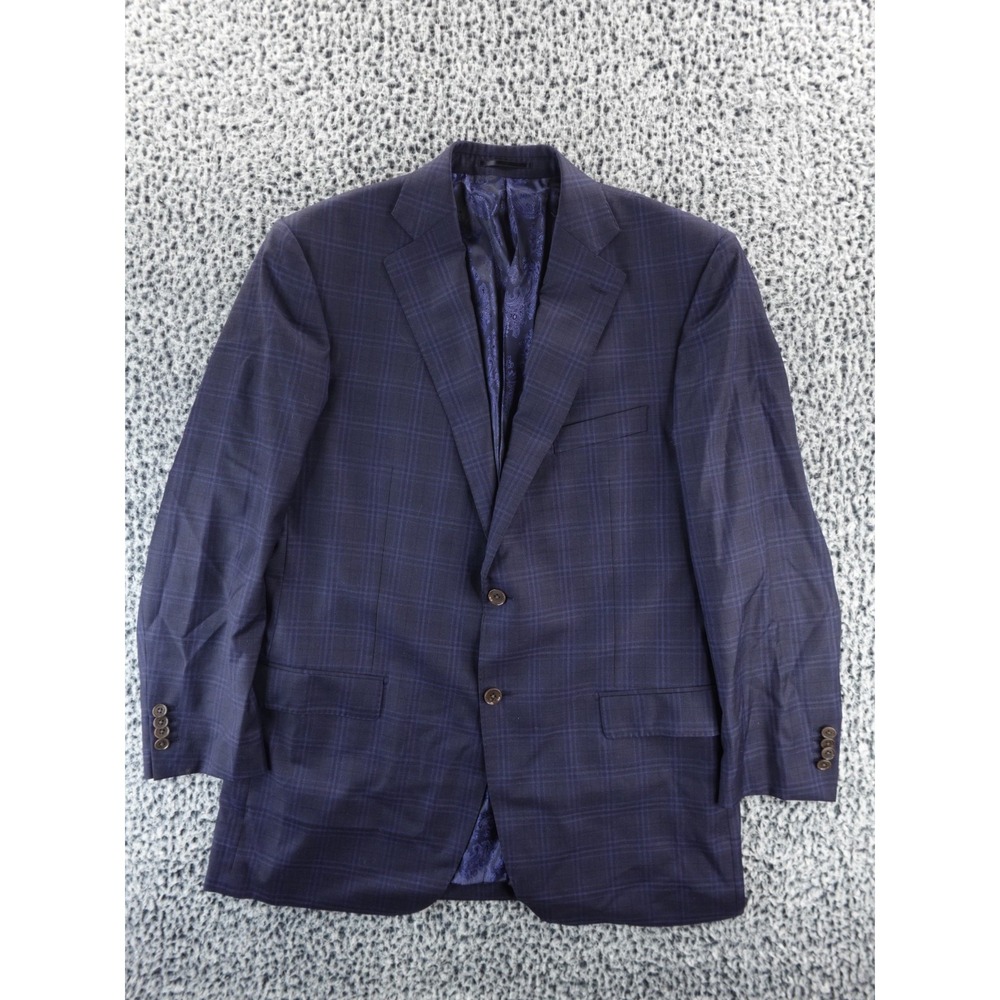 Bespoke 44 L  Loro Piana " 4 Seasons‎ "  Super 130's Navy Blue Double Windowpane